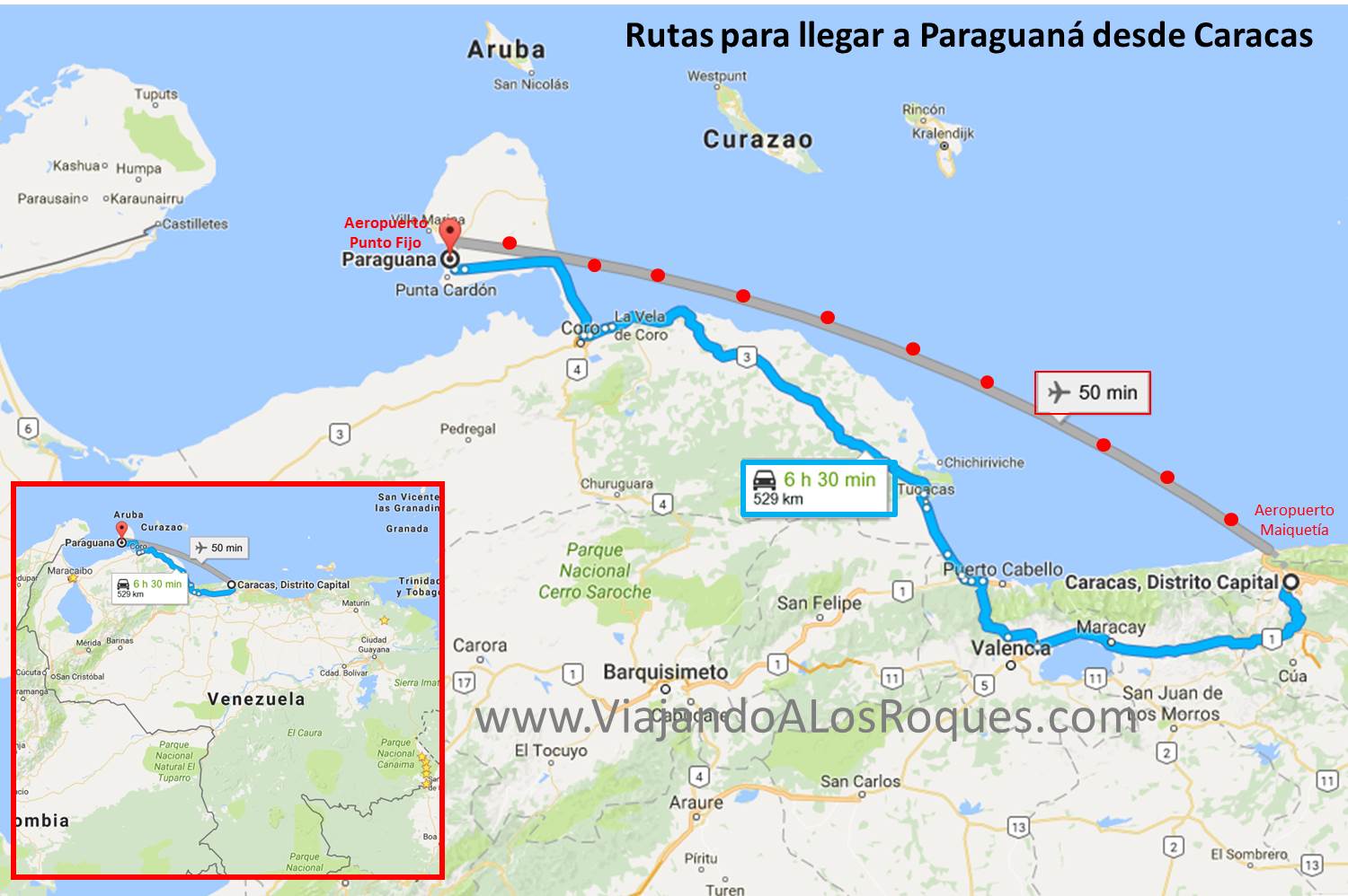 Ruta-como-llegar-paraguana-desde-caracas